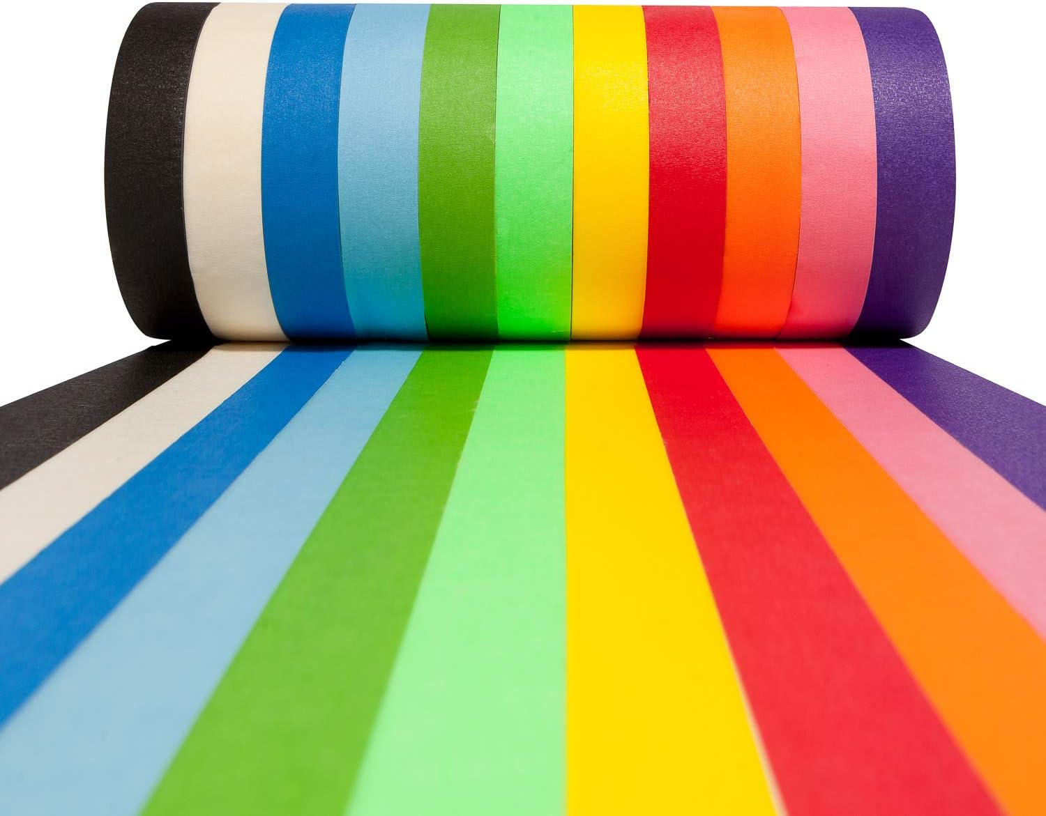 Colored Masking Tape - 11 Pack of 1 inch x 60yd Extra Large Rolls - 660 yards of Rainbow Color Craft Paper Tape - Colorful Teacher Tape for Art, Labeling, Classroom Decorations, Bulk Teaching Supplies