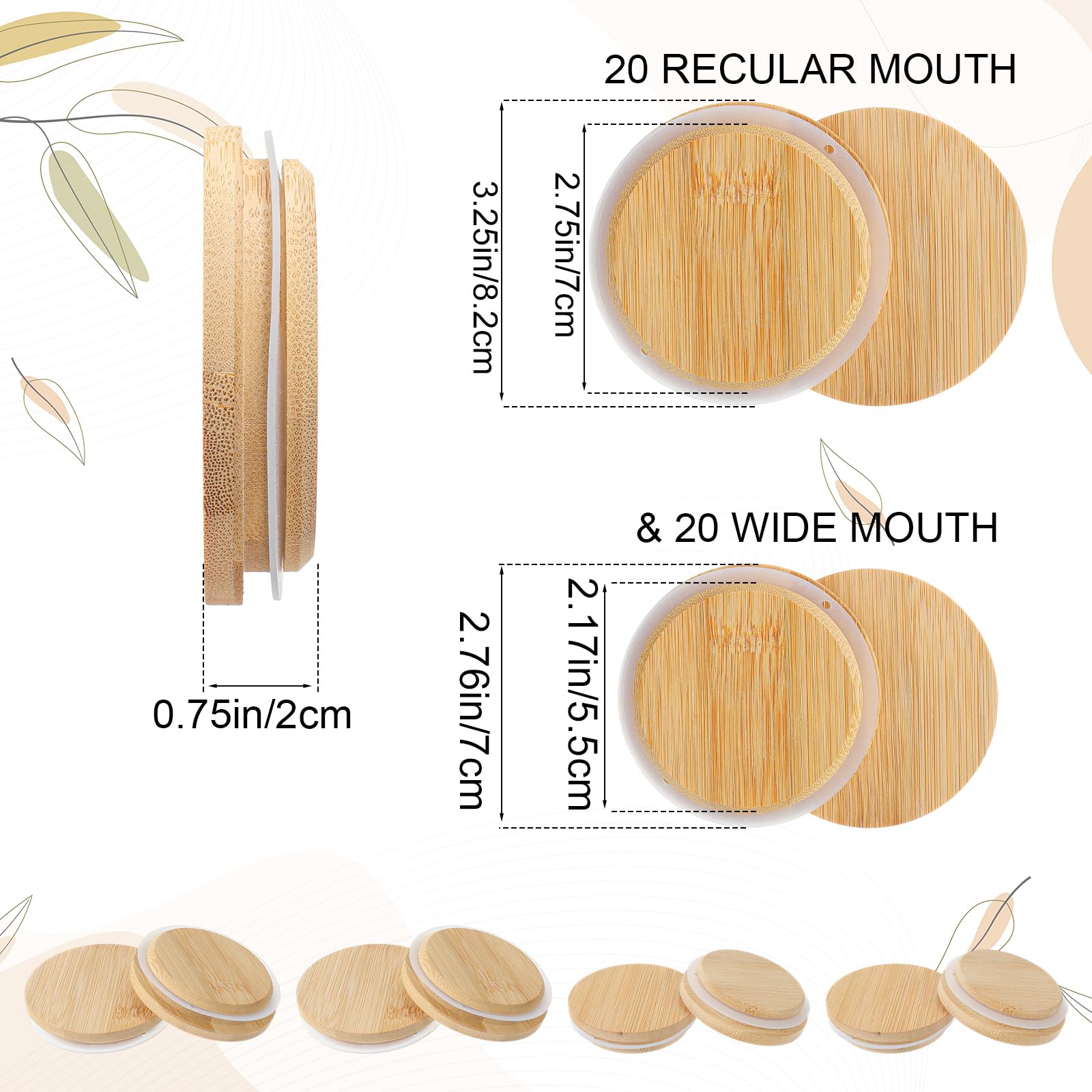 Condition photo showing As Is for afcabakila 40 pcs bamboo mason jar lids, reusable natura wooden storage canning lids with silicone r