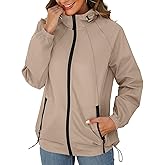 Avoogue Rain Jacket for Women Waterproof Lightweight Windbreaker Jacket with Hood Packable Raincoat with Pockets S-3XL