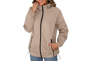 Avoogue Rain Jacket for Women Waterproof Lightweight Windbreaker Jacket with Hood Packable Raincoat with Pockets S-3XL