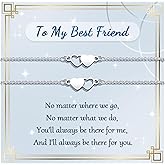 YELUWA 2/3/4 Pcs Gifts for Best Friend Woman Best Friend Bracelet Matching Heart Stainless Steel Bracelets Friendship Bracelets Gifts for Sister Bestie Birthday Thanksgiving Christmas Valentines Day