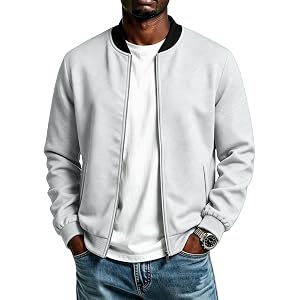 Men's Windbreaker Bomber Jacket Classic Baseball Collar Zip Up Coat Wear