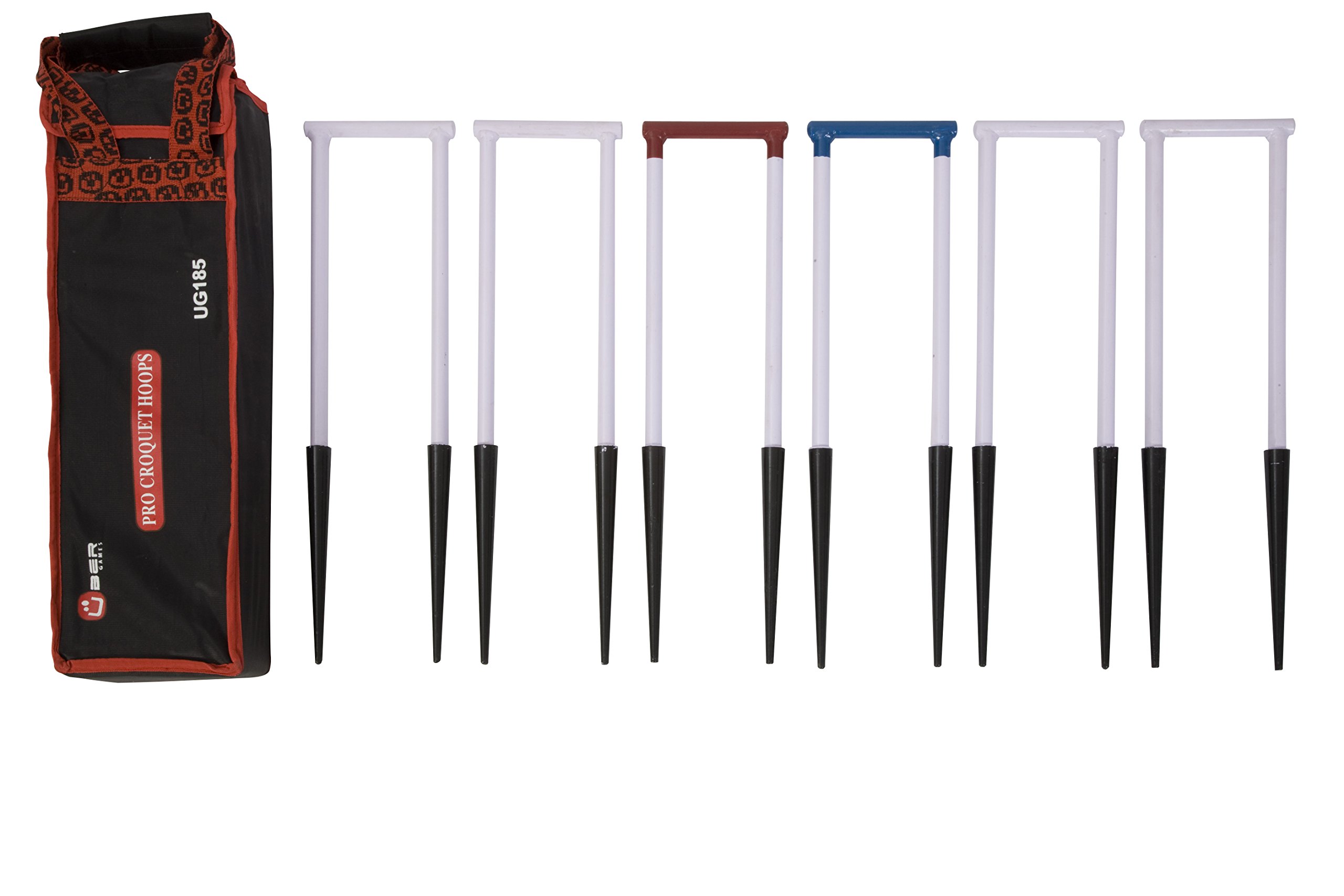 Uber Games Croquet Hoops - 16mm - Club Set of 6 Steel Croquet hoops with Canvas Storage Bag
