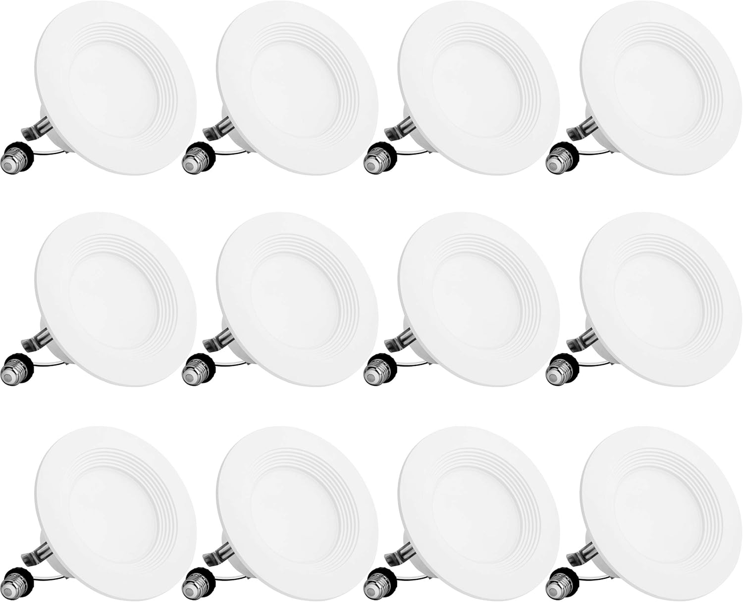 Bbounder Lighting 12 Pack 4 Inch LED Recessed Downlight, Baffle Trim, Dimmable, 9W=70W, 3000K Warm White, 650 LM, Damp Rated, Simple Retrofit Installation - UL + Energy Star No Flicker