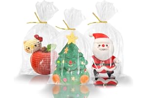 WIKDAY Cellophane Bags 100 PCS 6x10 Inches Clear Gift Gags with Ties Plastic Treat Party Favor Candy Bags for Gift Giving, Packaging Snack, Products
