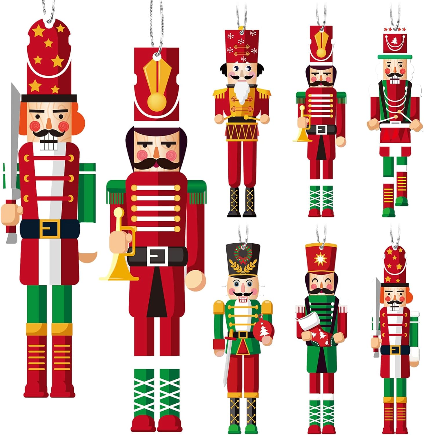 Nutcrackers - 48 Pcs Christmas Nutcrackers Decorations Wooden Nutcracker Hanging Ornaments Set Holiday Nutcracker Figures Nutcracker Party Decor King and Soldier Nutcracker for Christmas Tree Party Supply (Sweet)