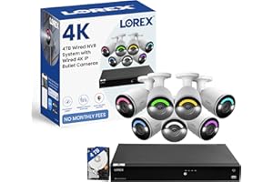 Lorex 4K 16 Channel (16 Wired or 16 Fusion) 4TB NVR System | 7 White 4K Bullet Cameras (No Cables) | Smart Security Lighting | Person & Vehicle Detection | Color Night Vision | IP67 Weatherproof