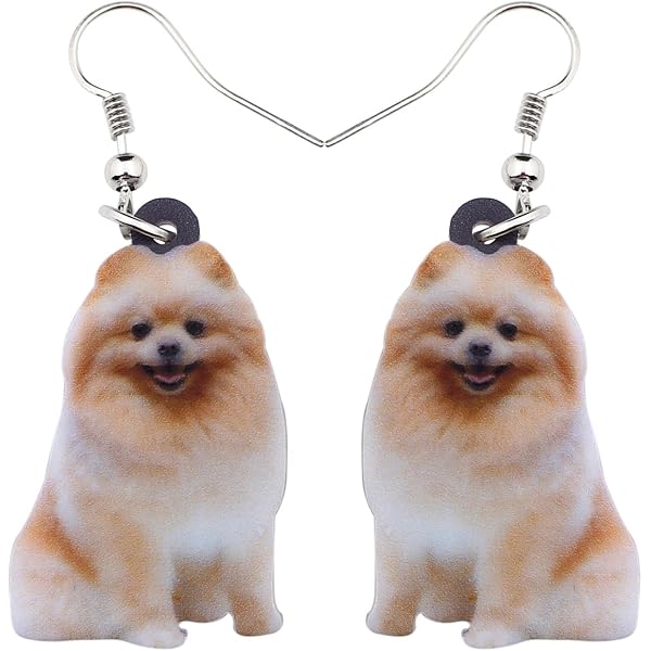OUSIO Christmas Dog Earrings - Cute Cavalier King Charles Spaniel With Santa Hat & Scarf Acrylic Dangle Earrings For Women - View #7