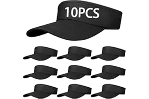DASSNANE 10 PCS Black Empty Top Hat Bulk Solid Color Blank Adjustable Sport Sun Visor Hats Athletic Visor Caps for Women and Men Summer Outdoor Anti Ultraviolet for Beach Golf Tennis Baseball