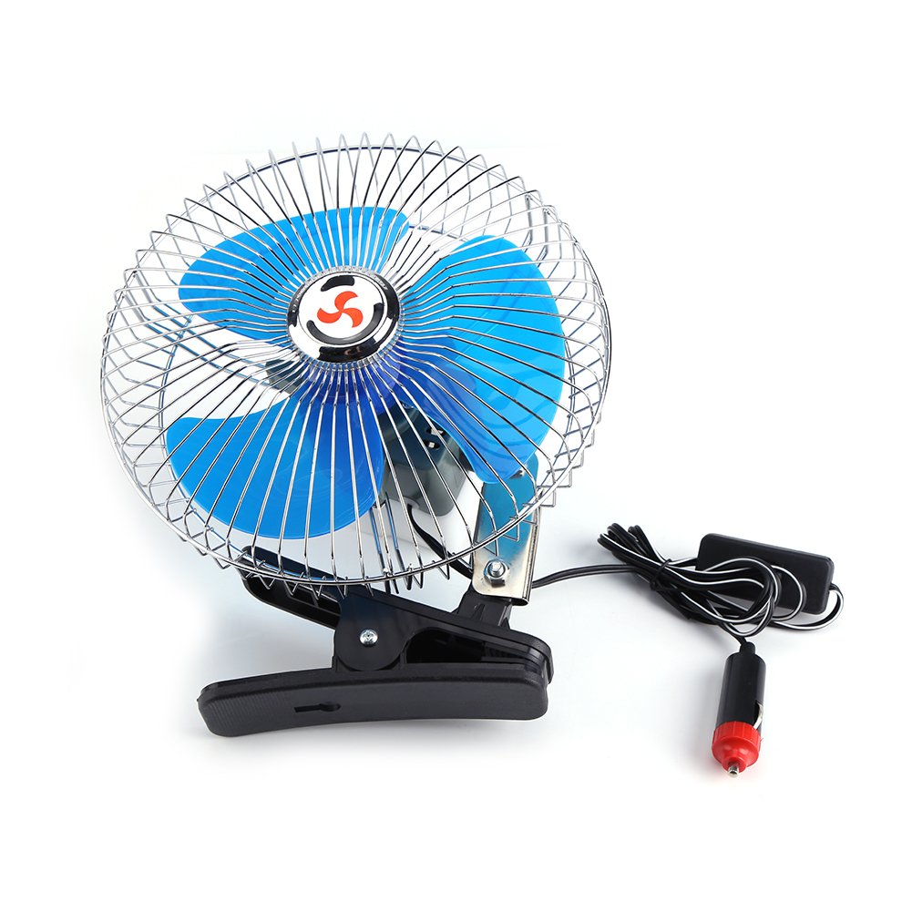 12V 25W Car Clip On Fan Automobile Vehicle Cooling Oscillating Fan for Car Truck Dashboard