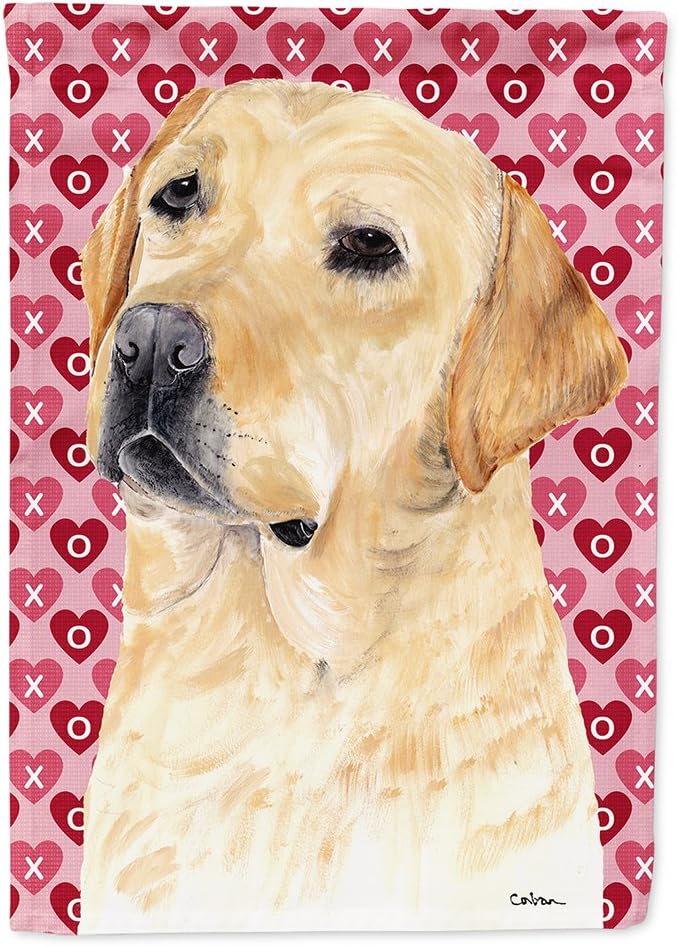 Caroline's Treasures SC9263GF Labrador Yellow Hearts Love Valentine's Day Flag Garden Size, Small, Multicolor