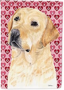 Caroline's Treasures SC9263GF Labrador Yellow Hearts Love Valentine's Day Flag Garden Size, Small, Multicolor