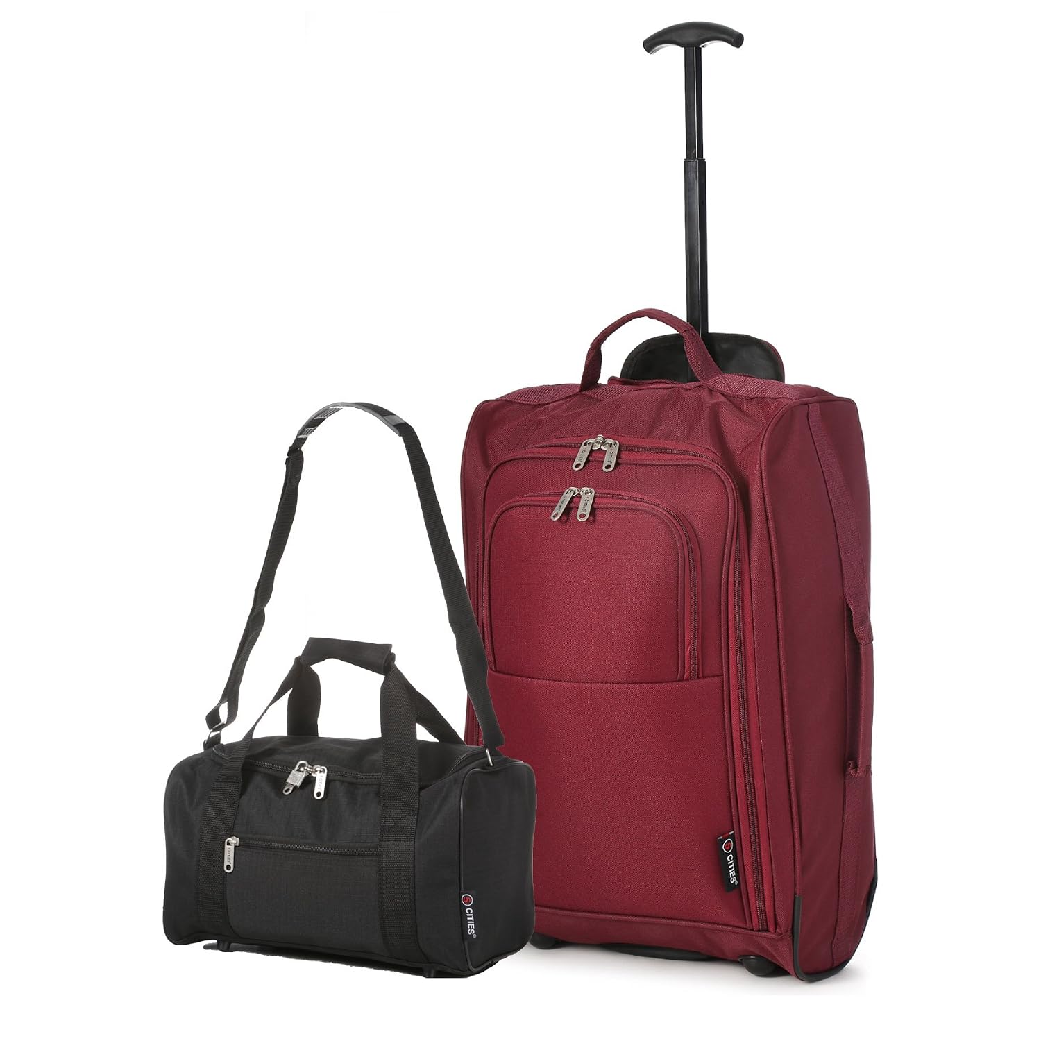 Valigeria 5 Cities Città/Nero Set Valigie da Ryanair Borsa 35x20x20  Bagaglio a Mano e Trolley 55x40x20 urban-earth.co.uk