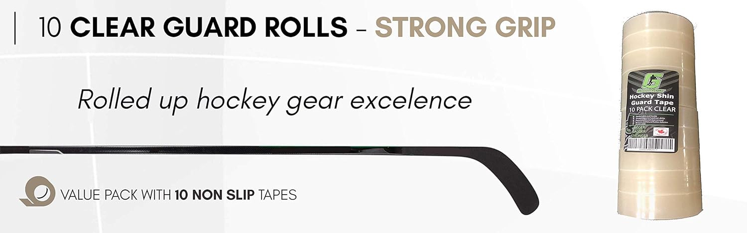 10 Pack Clear Sports Tape Hockey Tape for Socks and Gear, Easy to Stretch and Tear Shin Guard Tape by Good Gear : Sports & Outdoors