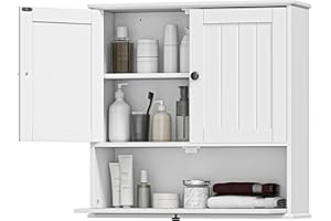 HOMCOM Farmhouse Bathroom Wall Cabinet, Wall Mounted Medicine Cabinet with Adjustable Shelf and Flip-Down Door, Storage Organ