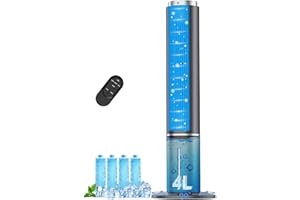 COOLECH 42 INCH Windowless Portable Air Conditioners w/4 Modes & 3 Speeds, 1-Gal Tank for 15H Cooling, 12H Timer, Swamp Cooler Air Conditioner No Window Needed, 90° Oscillating AC Unit for Bedroom