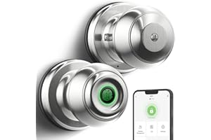 GeekTale Smart Door Knob, Fingerprint Door Lock Smart Lock Biometric Door Lock Fingerprint Door Knob with App Control, Great for Bedrooms,Cloakroom,Apartments Offices,Hotels, Stainless Steel