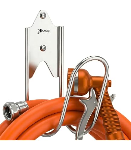 JBscoop Stainless Steel Garden Hose Hanger (Set of 2), for Garden Hose Holder, Rust Free Hose Holder Wall Mount, Heavy Duty Wall Mount Hose Hanger