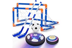 Hot Bee Hover Hockey Soccer Ball Bowling Set for Kids, 3-in-1, Indoor and Outdoor Sports Games Toys for Ages 3 4 5 6 7 8-12 -