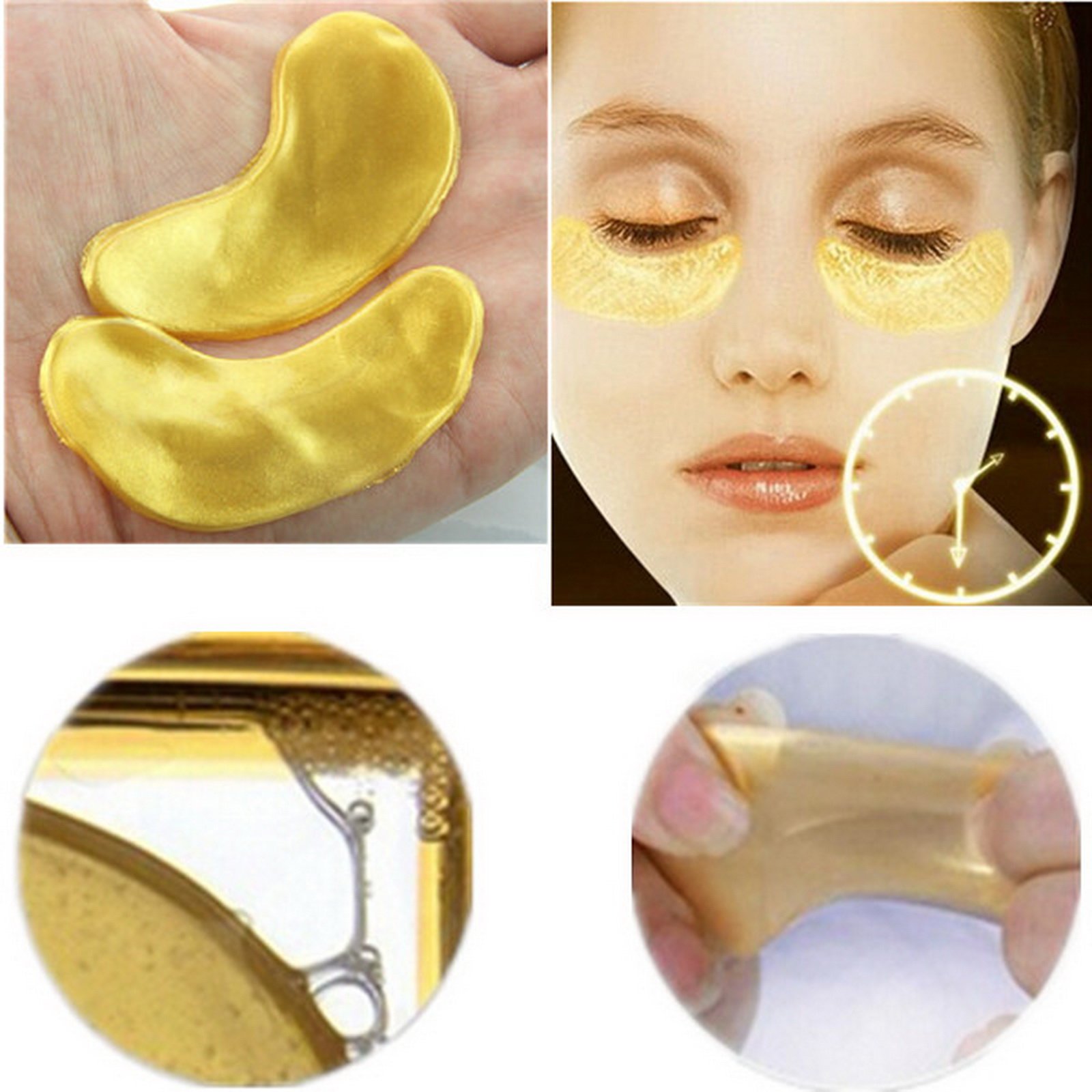 20 Pair/40 Pcs Anti Aging Crystal 24k Gold Collagen Eye Mask Smooth Wrinkles for Eye Skin Care, No Dark Circles Anti-wrinkle Eye Bags Treatment