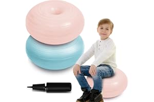 Lewtemi Flexible Seating for Classroom 20 Inch Inflatable Yoga Ball Chair Large Donut Exercise Ball Chair Cushion Seat with Inflator for Kid Student Sensory Balance Home Office