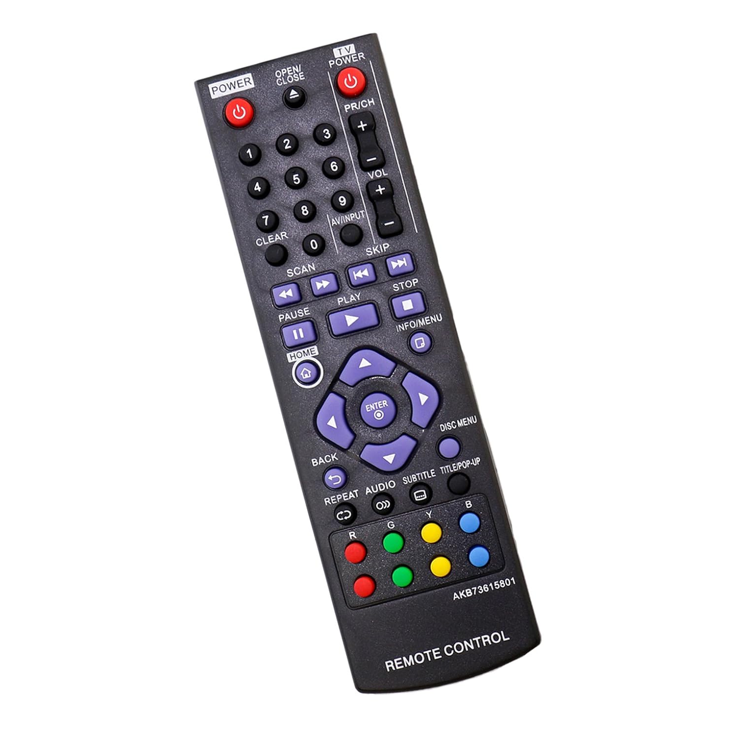 Amazon.com: New AKB73615801 Replace Remote Control fit for LG Blu-Ray Disc  DVD Player BD220 BD630 BP125 BP125N BP135W-N BP200 BP220 BP220N BP320  BP320N ...