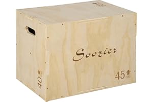 Soozier 3-in-1 Wooden Plyo Box, Plyometric Jump Box with Handle Openings for Home Gym, Workout Training, Natural