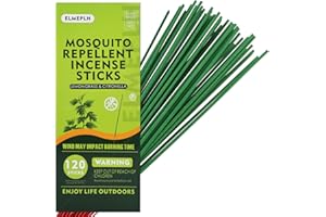 ELMEPLH 120 PCS Mosquito Repellent Incense Sticks Outdoor Patio - DEET Free - Lemongrass Oil - Natural Citronella Incense Sticks for Camping, Patio, Hiking,etc