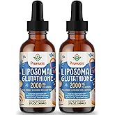 Prunucis 2000MG Liposomal Glutathione Liquid, 98% Absorption, Active Form L-Glutathione Supplement, Vegan Friendly, Powerful Antioxidant Complex for Immune System, Aging Defense, Detox, 4 FL.OZ