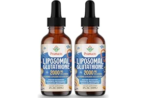 Prunucis 2000MG Liposomal Glutathione Liquid, 98% Absorption, Active Form L-Glutathione Supplement, Vegan Friendly, Powerful Antioxidant Complex for Immune System, Aging Defense, Detox, 4 FL.OZ