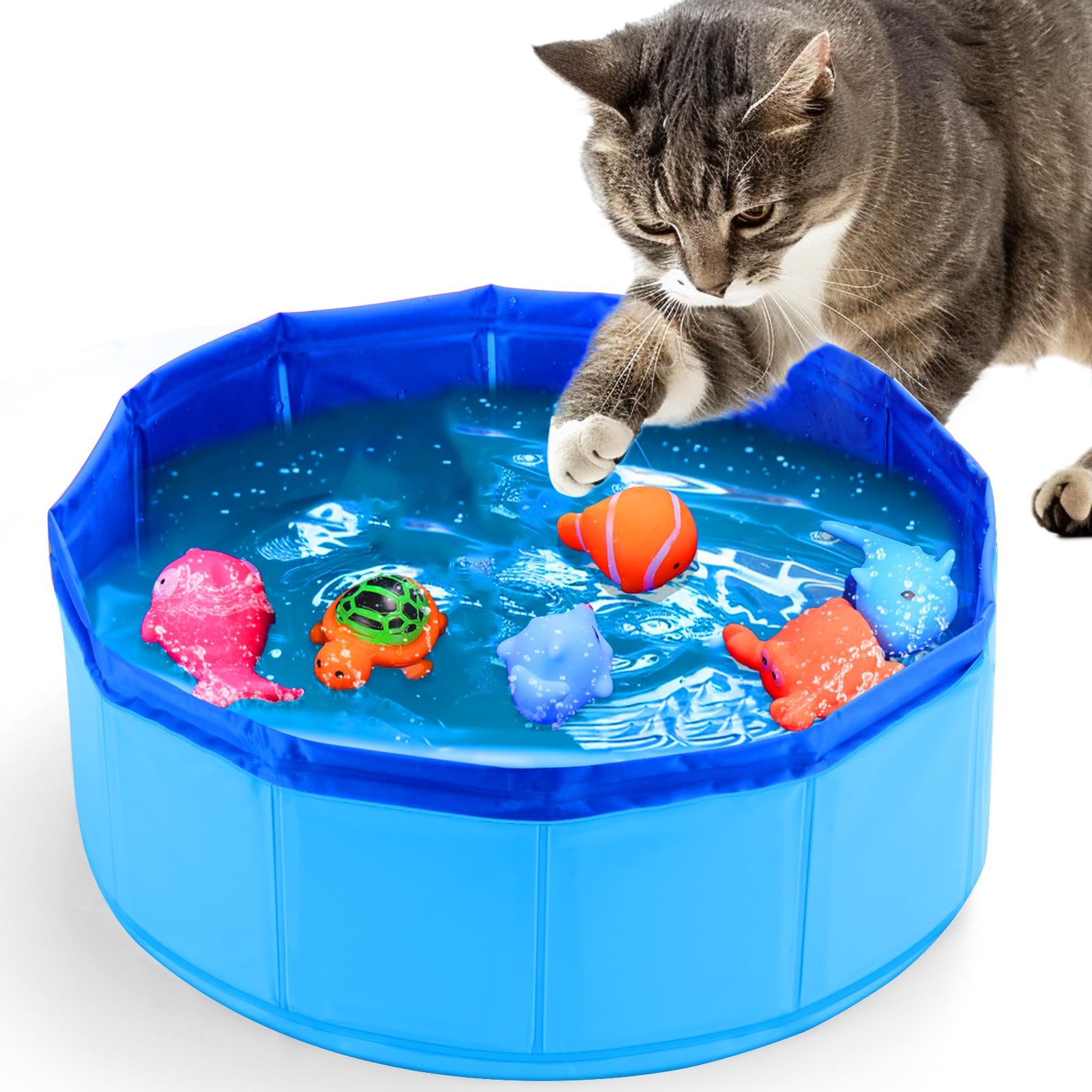 Photo 1 of BABORUI Cat Pool Toy with Fish-Water Cat Toys, Portable Cat Pool Toy, Cat Water Toys for Bored Indoor Cats, Interactive Cat Toys for Indoor Cats for Endless Self Play