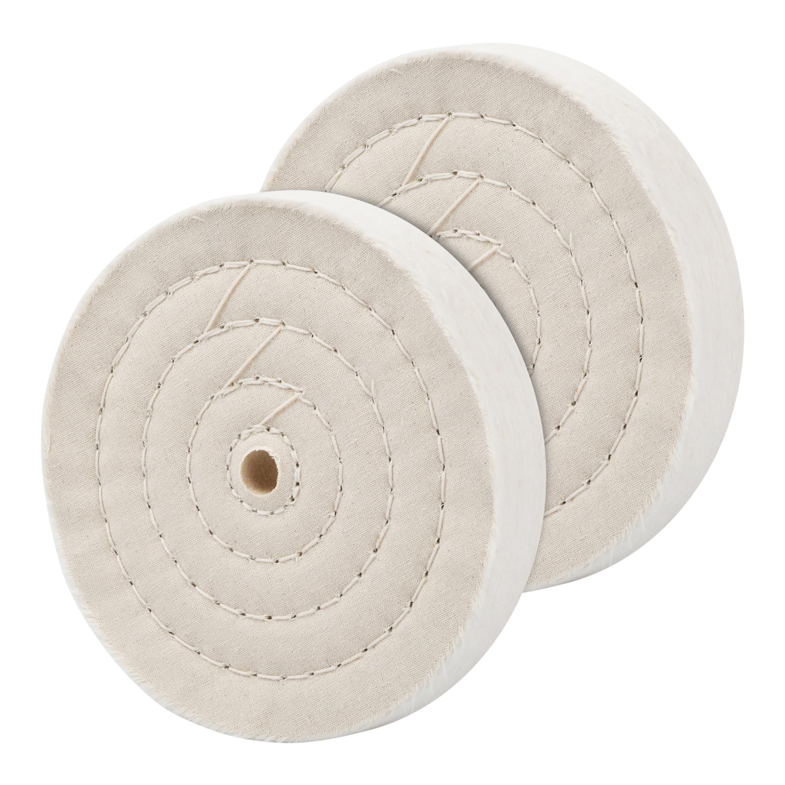 Shengxi 6 Inch Cotton Buffing Polishing Wheel 2 Pcs White Fine Cotton Extra Thick (70 Ply) with 1/2" Arbor Hole for Bench Grinder Buffer Polisher