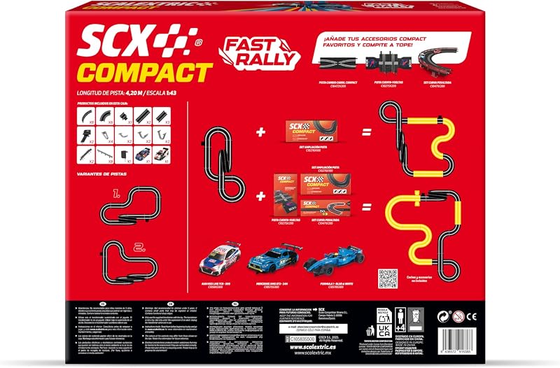 - Circuito compacto - pista completa - 2 carros incluídos - Escala 1:43 (circuito compacto de rali rápido)