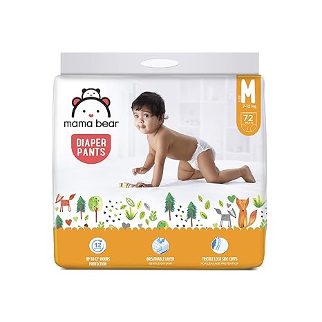 Amazon Brand - Mama Bear Baby Diaper Pants, Medium (M) - 72 Count