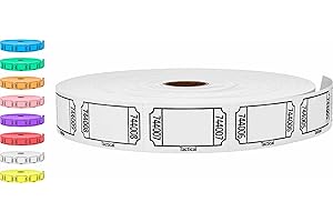 Tacticai 2000 Raffle Tickets, Blank, White (1 of 8 Colors), Single Roll, Ticket for Events, Entry, Class Reward, Fundraiser & Prizes