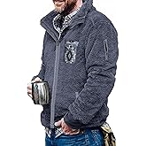 Yousify Mens Fuzzy Sherpa Jacket Full Zip Fleece Long Sleeve Jackets Thermal Coat Fall Winter Outwear