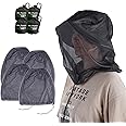 4pack Mosquito Head Net Mesh, Bug Net for Head, Hats with Netting for Men Women,Insect Shield Face Mask Cover for Camping, Hiking, Fishing, Gardening