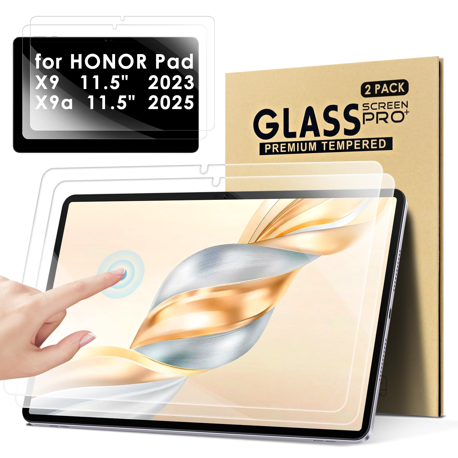 KATUMO【2 Pack Screen Protector For HONOR Pad X9 / X9a 11.5 inch HD Clear Scratch Resistant Tempered Glass Film for HONOR Pad X9 / X9a 11.5 inch