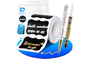 DZSEE Chalkboard Labels for Jars - 140 Pcs Reusable Waterproof Chalk Stickers with 2 Chalk Marker, Organize Home & Kitchen, Storage Bins, Parties, Weddings (Wavy)