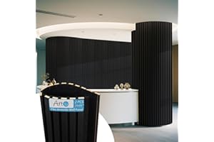Art3d Acoustic Wood Slat Wall Panel with Roll-Flat Design - 95.3 x 23.8 Inch Sound Absorbing Panels for Living Room Columns Corridor Curved Wall Decor, 2-Pack Blackwood