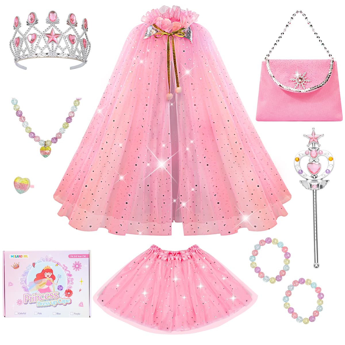 Photo 1 of ** top only**
Meland Princess Dress up Clothes for Girl, Princess Cape with Kid Crown Toys, Birthday Gifts for Toddler Girls 3,4,5,6,7,8
