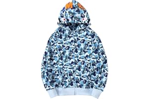 EUDOLAH Hoodie Cotton Shark Camo Fashion Jacket Sweatshirt Zip Up Hip-Hop Outerwear for Men Women