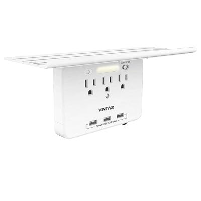 Wall Outlet Extender With Shelf, Night Light, Surge Protector & USB Ports – White 5 thumbnail image