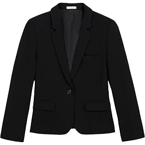 Calvin Klein Girls' Blazer Jacket, Refined Stretch Tailored Suit Coat, Single-Button Closure, Notch Lapel, Formal Dresswear