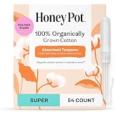 The Honey Pot Company - 100% Organic Cotton Tampons - Super Absorbency | Multipack - Tampons w/BPA Free Plastic Applicator - Unscented - Without Fragrances or Chlorine - Feminine Care - 54ct