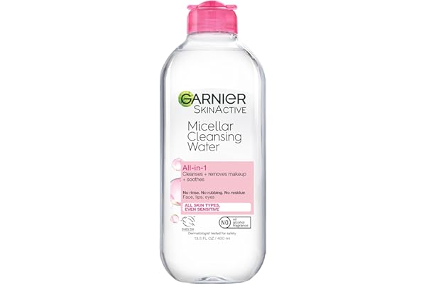 Garnier Micellar Water, Hydrating Facial Cleanser & Makeup Remover, Suitable For Sensitive Skin, Vegan, Cruelty Free, 13.5 Fl