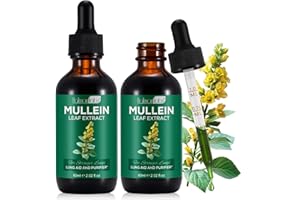 MXCZBSM Mullein Leaf Extract for Lungs, Mullein Drops for Lungs, Support Lung, Respiratory Function for Healthy Breathing, Improvement in Pulmonary Function, Natural & Safe Supplement (2 PC)