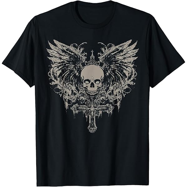 Amazon.com: Emo Y2K Grunge Aesthetic Alt Goth Skull Cross Gothic T