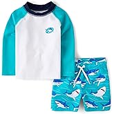 The Children's Place Baby-Boys and Toddler Long Sleeve Rashguard and Swim Trunks, 2 Piece Set