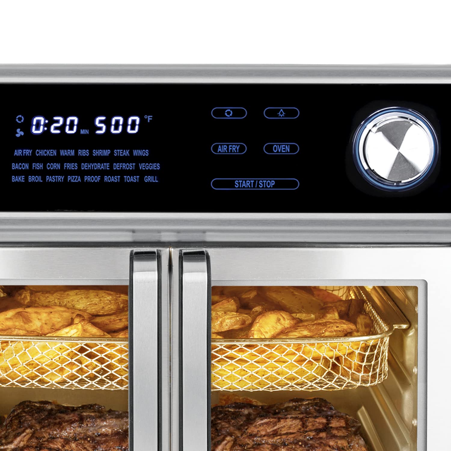 Kalorik 26 Quart Maxx Digital Air Fryer Oven Combo Rotisserie, Grill, 1700W, Black & Stainless